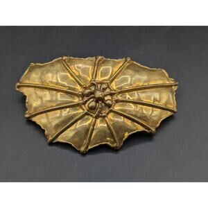 Vintage Large Modernist Hair Barrette Brass Metal Artisan Statement Web